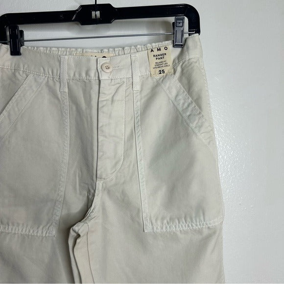 AMO 100% Cotton Ranger Relaxed Fit Straight Leg Pant in Vintage White