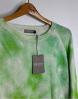 Brodie Cashmere 100% Cashmere Green Tie Dye Multicolor Pullover Sweater