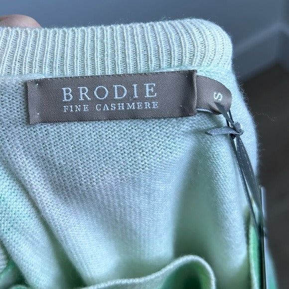 Brodie Cashmere 100% Cashmere Green Tie Dye Multicolor Pullover Sweater