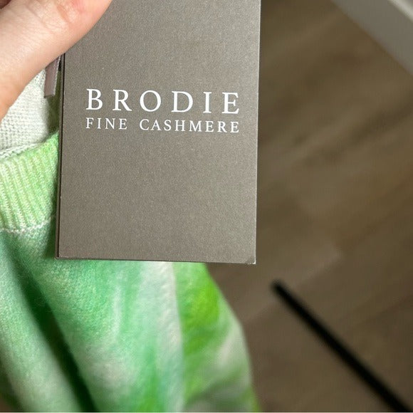 Brodie Cashmere 100% Cashmere Green Tie Dye Multicolor Pullover Sweater