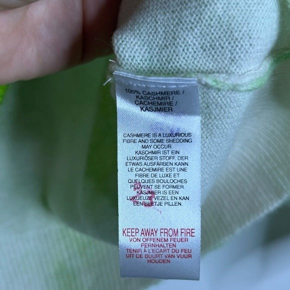 Brodie Cashmere 100% Cashmere Green Tie Dye Multicolor Pullover Sweater
