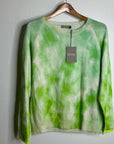 Brodie Cashmere 100% Cashmere Green Tie Dye Multicolor Pullover Sweater