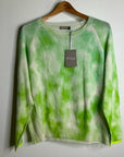 Brodie Cashmere 100% Cashmere Green Tie Dye Multicolor Pullover Sweater