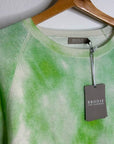 Brodie Cashmere 100% Cashmere Green Tie Dye Multicolor Pullover Sweater