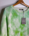 Brodie Cashmere 100% Cashmere Green Tie Dye Multicolor Pullover Sweater