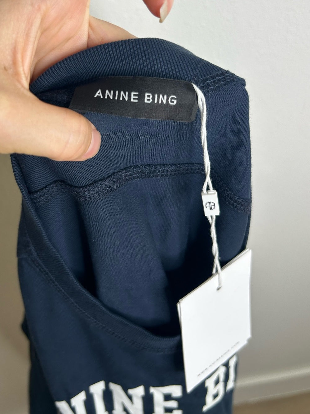 Anine Bing 100% Cotton Jaylin Collegiate Tee In Navy Blue