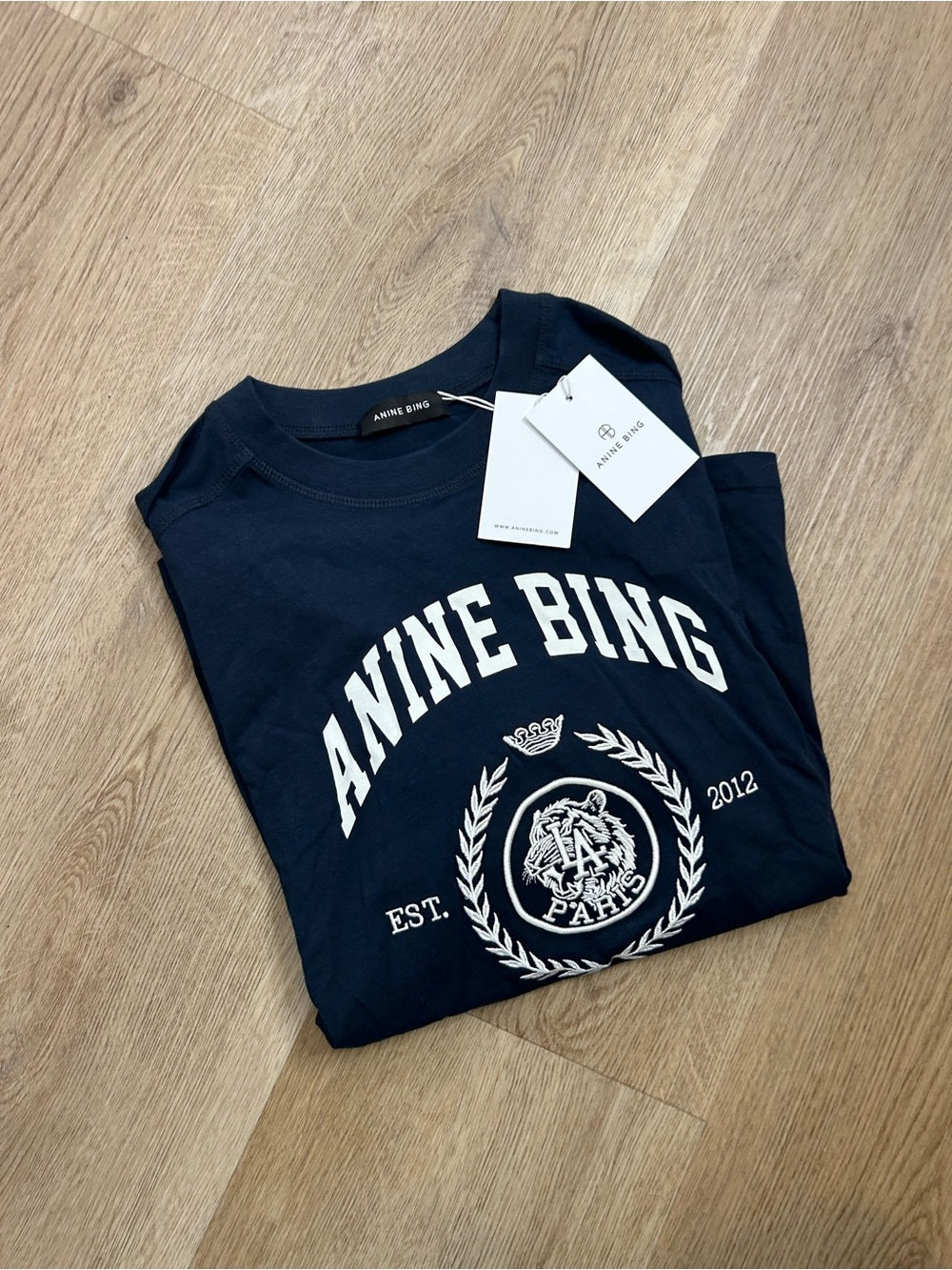 Anine Bing 100% Cotton Jaylin Collegiate Tee In Navy Blue