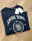 Anine Bing 100% Cotton Jaylin Collegiate Tee In Navy Blue