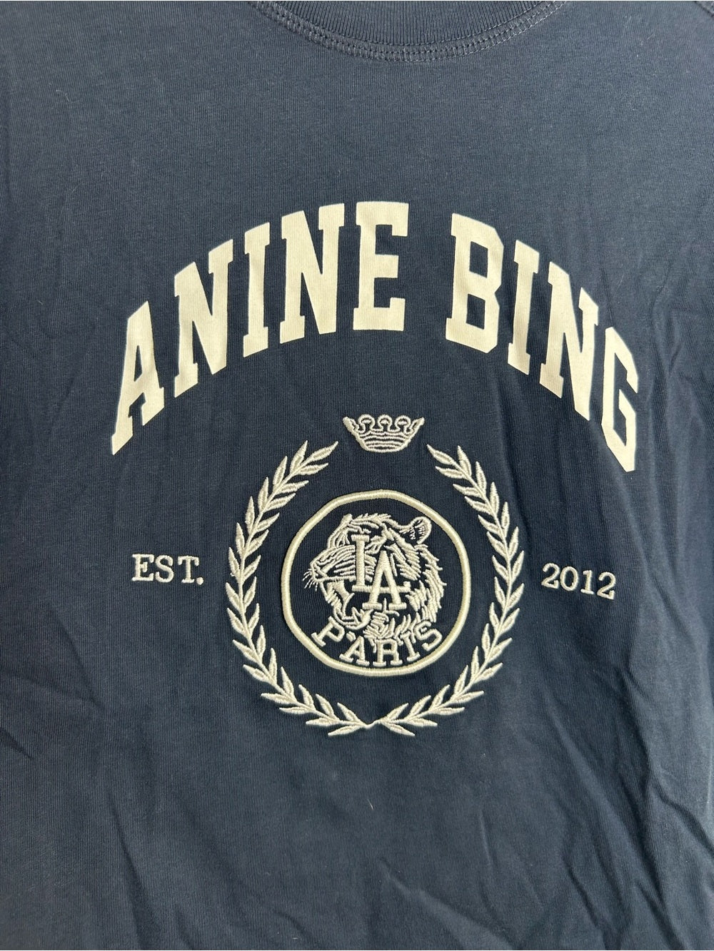 Anine Bing 100% Cotton Jaylin Collegiate Tee In Navy Blue