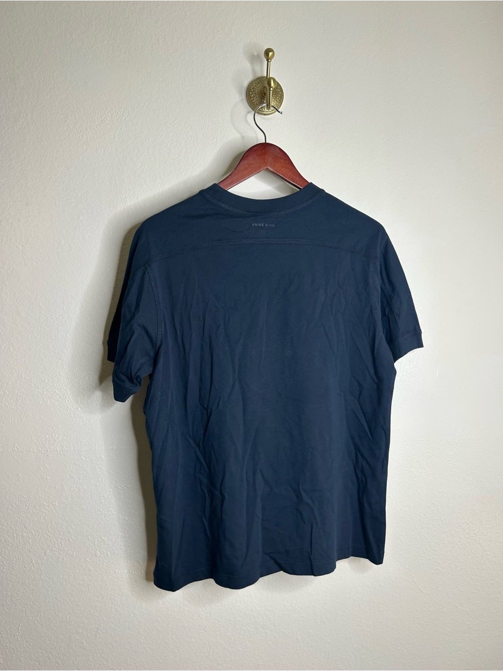 Anine Bing 100% Cotton Jaylin Collegiate Tee In Navy Blue