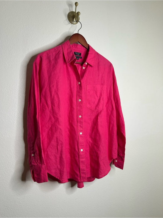 J. Crew J. Crew x Baird McNutt 100% Irish Linen Étienne Oversized Button Down Shirt Pink - Linen