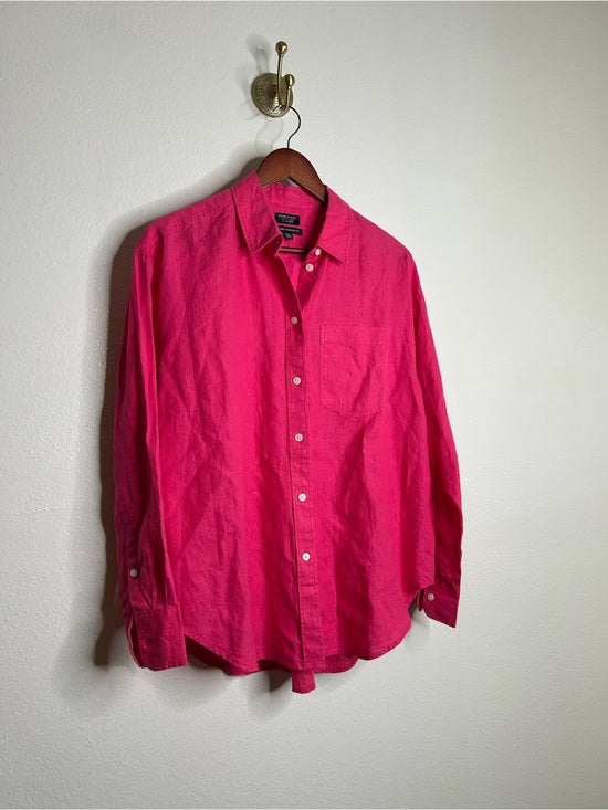 J. Crew J. Crew x Baird McNutt 100% Irish Linen Étienne Oversized Button Down Shirt Pink - Linen
