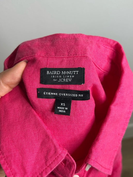 J. Crew x Baird McNutt 100% Irish Linen Étienne Oversized Button Down Shirt Pink