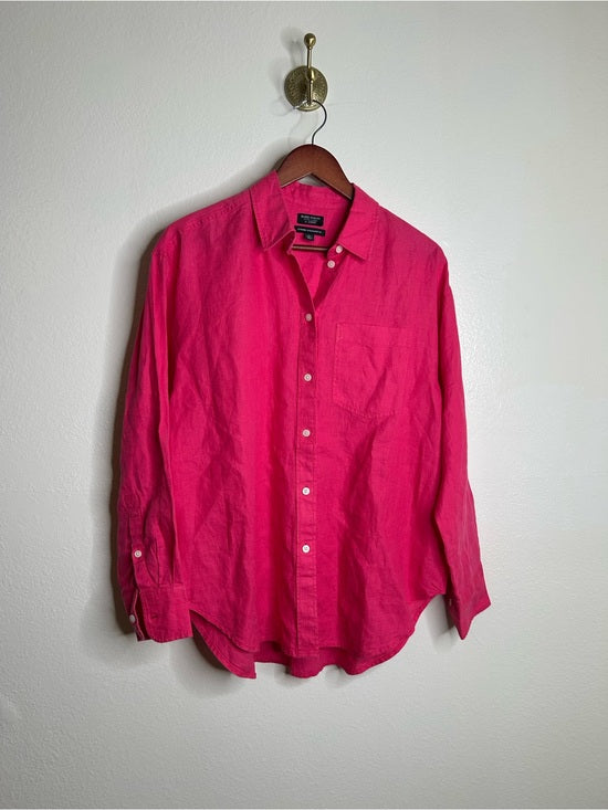 J. Crew J. Crew x Baird McNutt 100% Irish Linen Étienne Oversized Button Down Shirt Pink - Linen