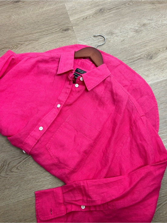 J. Crew x Baird McNutt 100% Irish Linen Étienne Oversized Button Down Shirt Pink