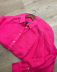 J. Crew x Baird McNutt 100% Irish Linen Étienne Oversized Button Down Shirt Pink