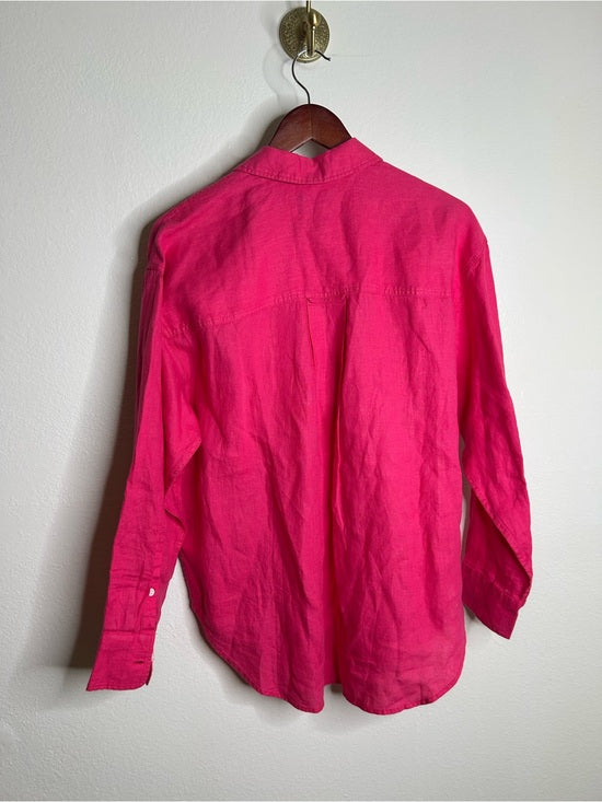 J. Crew x Baird McNutt 100% Irish Linen Étienne Oversized Button Down Shirt Pink