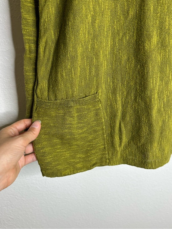 Eileen Fisher Organic Linen Cotton Green Knit Pullover Lightweight Sweater