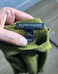 Eileen Fisher Organic Linen Cotton Green Knit Pullover Lightweight Sweater