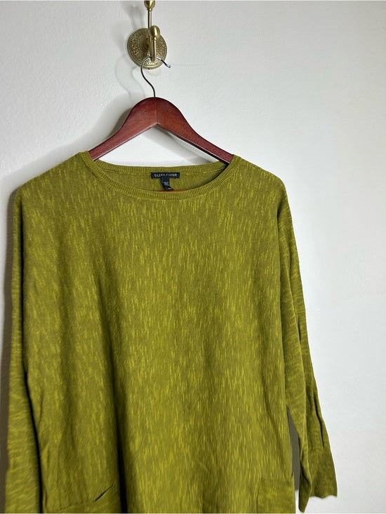 Eileen Fisher Eileen Fisher Organic Linen Cotton Green Knit Pullover Lightweight Sweater - Cotton, Linen