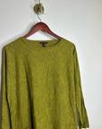 Eileen Fisher Organic Linen Cotton Green Knit Pullover Lightweight Sweater
