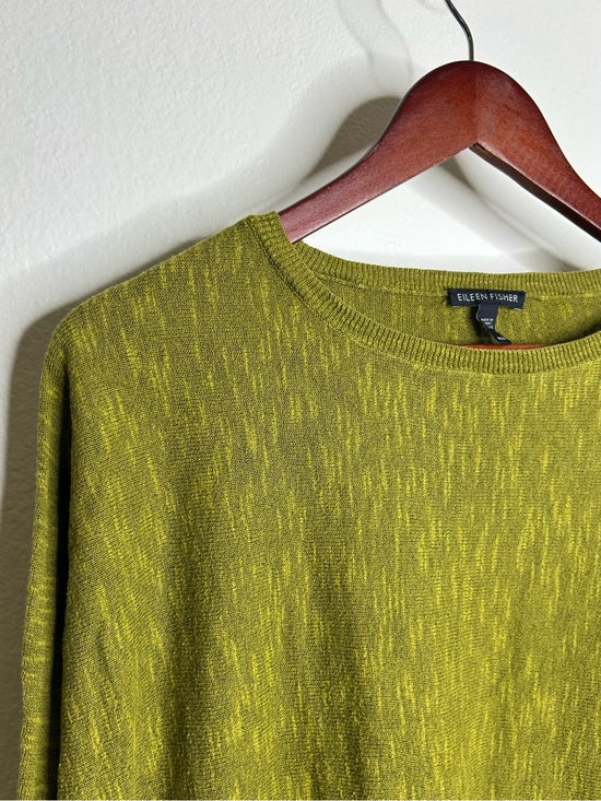 Eileen Fisher Eileen Fisher Organic Linen Cotton Green Knit Pullover Lightweight Sweater - Cotton, Linen