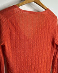 J. Crew 100% Linen Knit Orange Cable Knit V - Neck Sweater