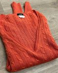 J. Crew 100% Linen Knit Orange Cable Knit V - Neck Sweater