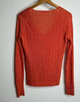 J. Crew 100% Linen Knit Orange Cable Knit V - Neck Sweater