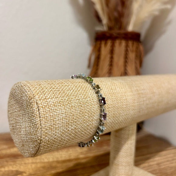 Multi Gemstone 925 Sterling Silver Bracelet