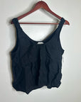 DEIJI STUDIOS 100% Linen Black Boxy Fit Scoop Neck Tank Top
