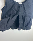 DEIJI STUDIOS 100% Linen Black Boxy Fit Scoop Neck Tank Top
