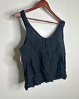 DEIJI STUDIOS 100% Linen Black Boxy Fit Scoop Neck Tank Top