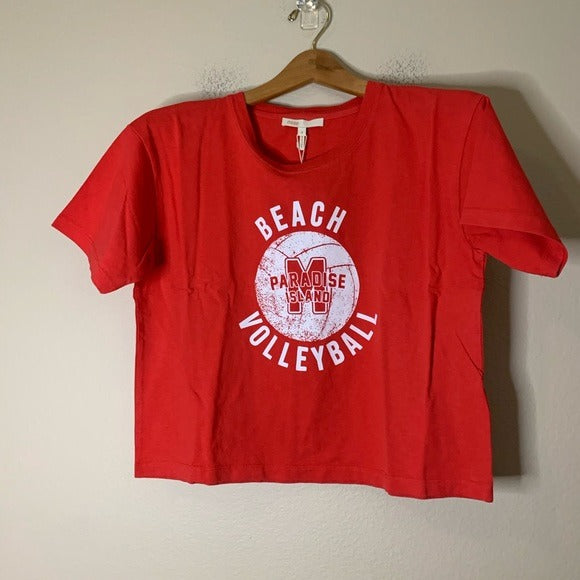 Maje Maje 100% Cotton Beach Volleyball Graphic T- Shirt - Cotton