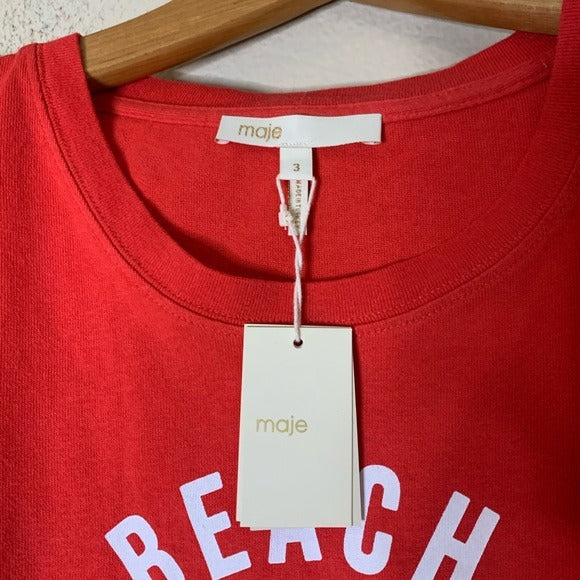 Maje Maje 100% Cotton Beach Volleyball Graphic T- Shirt - Cotton