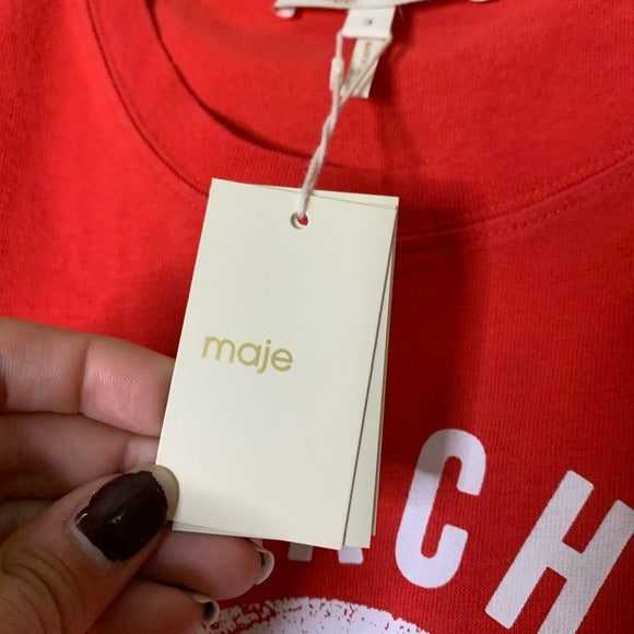 Maje Maje 100% Cotton Beach Volleyball Graphic T- Shirt - Cotton