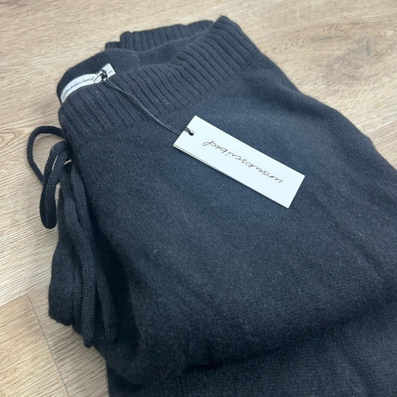 Unsubscribed 100% Cashmere Black Jogger Style Drawstring Pull on Pant Unsubscribed - Cashmere