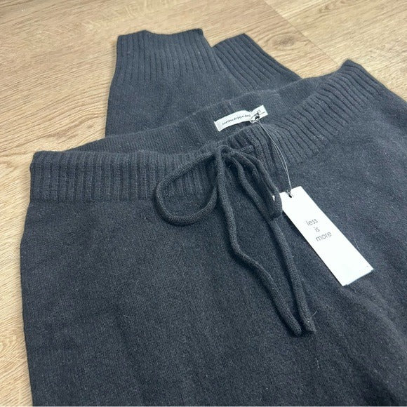 Unsubscribed 100% Cashmere Black Jogger Style Drawstring Pull on Pant Unsubscribed - Cashmere