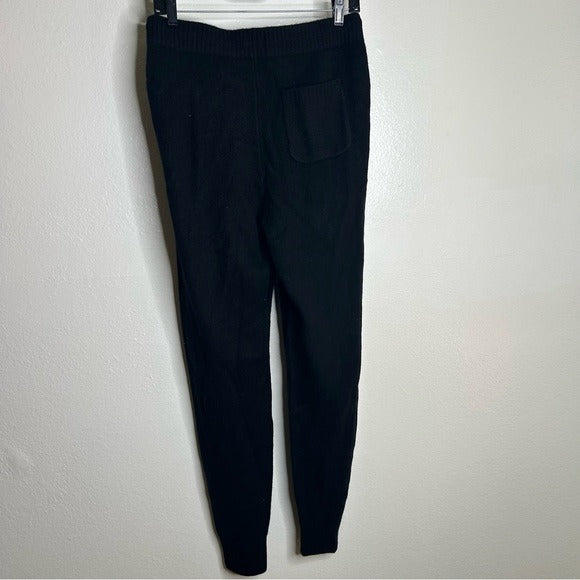 100% Cashmere Black Jogger Style Drawstring Pull on Pant Unsubscribed