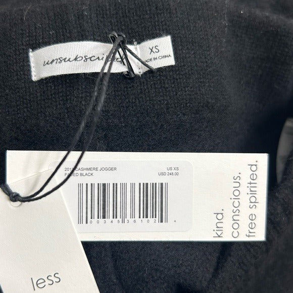 100% Cashmere Black Jogger Style Drawstring Pull on Pant Unsubscribed
