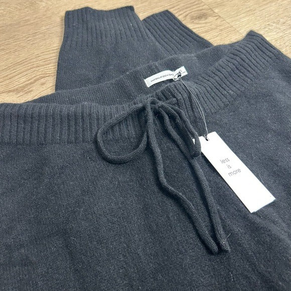 100% Cashmere Black Jogger Style Drawstring Pull on Pant Unsubscribed