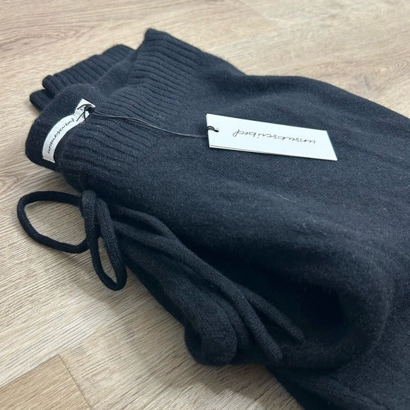 Unsubscribed 100% Cashmere Black Jogger Style Drawstring Pull on Pant Unsubscribed - Cashmere