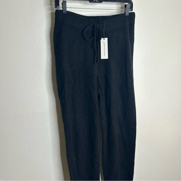 Unsubscribed 100% Cashmere Black Jogger Style Drawstring Pull on Pant Unsubscribed - Cashmere