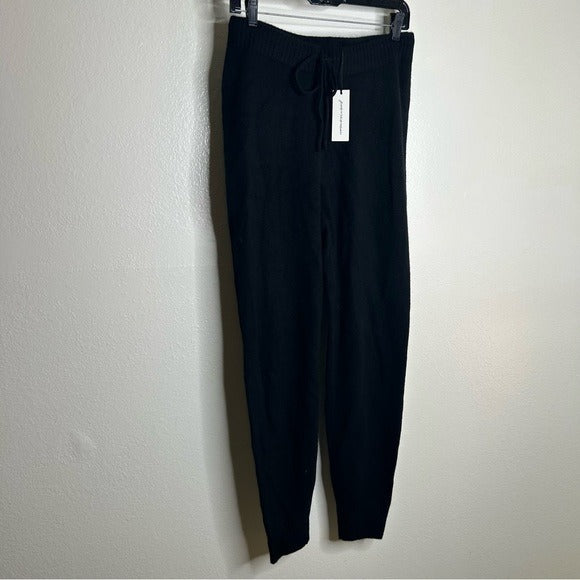 100% Cashmere Black Jogger Style Drawstring Pull on Pant Unsubscribed