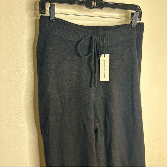 100% Cashmere Black Jogger Style Drawstring Pull on Pant Unsubscribed