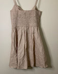Le Rumi Linen Cotton Tan Neutral Front Tie Mini Dress