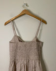 Le Rumi Linen Cotton Tan Neutral Front Tie Mini Dress