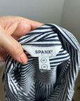 SPANX 100% Cotton Navy Blue Striped Poplin Tailored Button Down Top