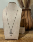 Sterling Silver Black Tone Cross Pendant Neckalce