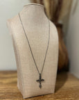 Sterling Silver Black Tone Cross Pendant Neckalce